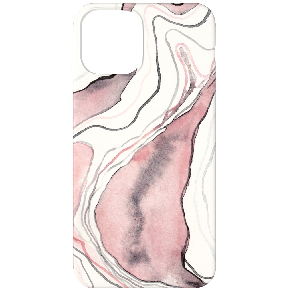 Marbled Watercolor Stone - Pink Phone Case, Slim Case, Matte, iPhone 11, Pink, Bright Pink
