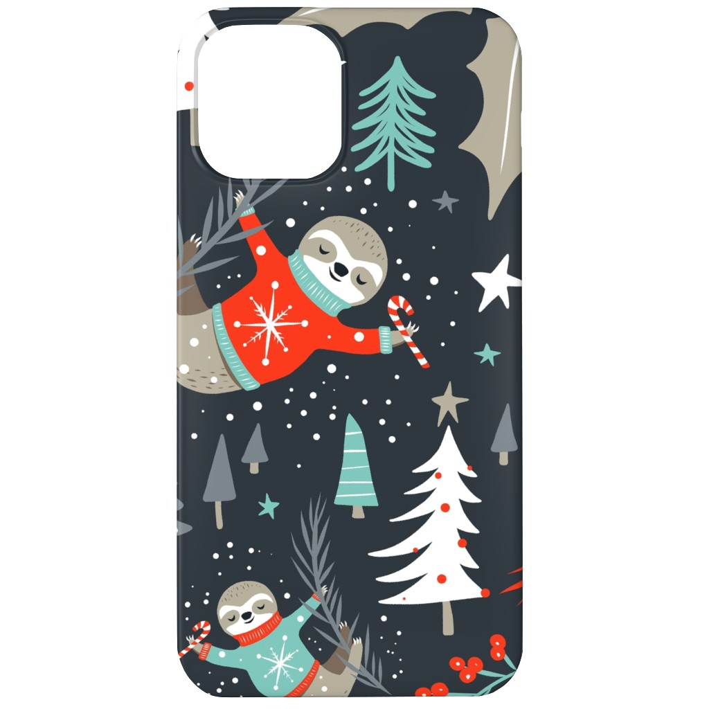 Slothy Holidays Phone Case, Slim Case, Matte, iPhone 11, Multicolor, Shadow Box