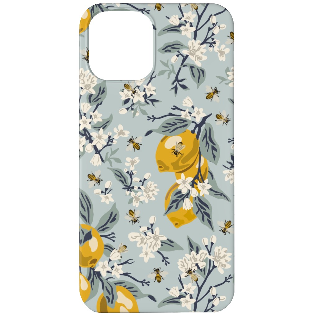 Bees, Blossoms & Lemons - Blue Phone Case, Slim Case, Matte, iPhone 11, Blue, True Blue