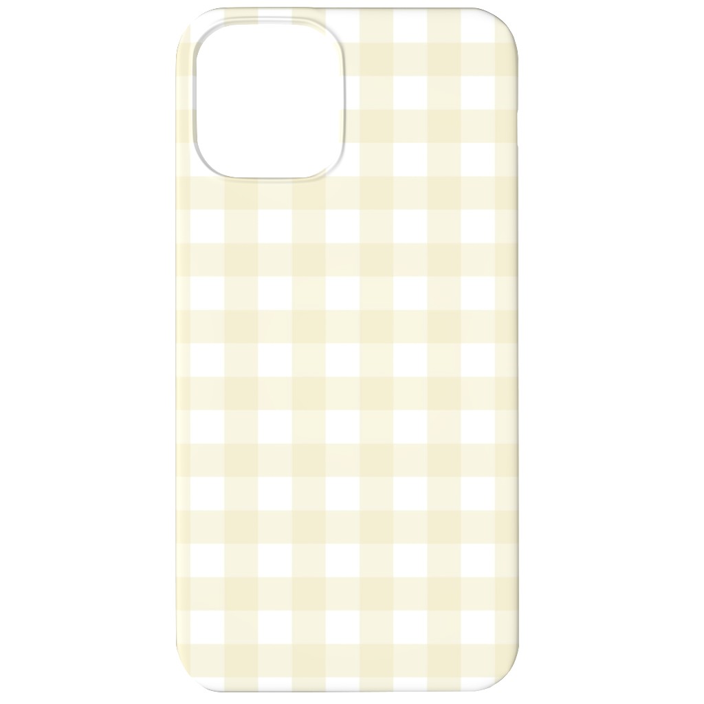 Gingham Check Phone Case, Silicone Liner Case, Matte, iPhone 12 Mini, Yellow, Cream
