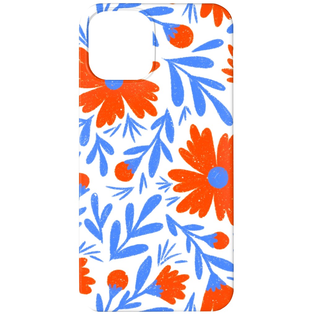 Floral Drop - Red and Blue Phone Case, Silicone Liner Case, Matte, iPhone 12 Mini, Blue, True Blue