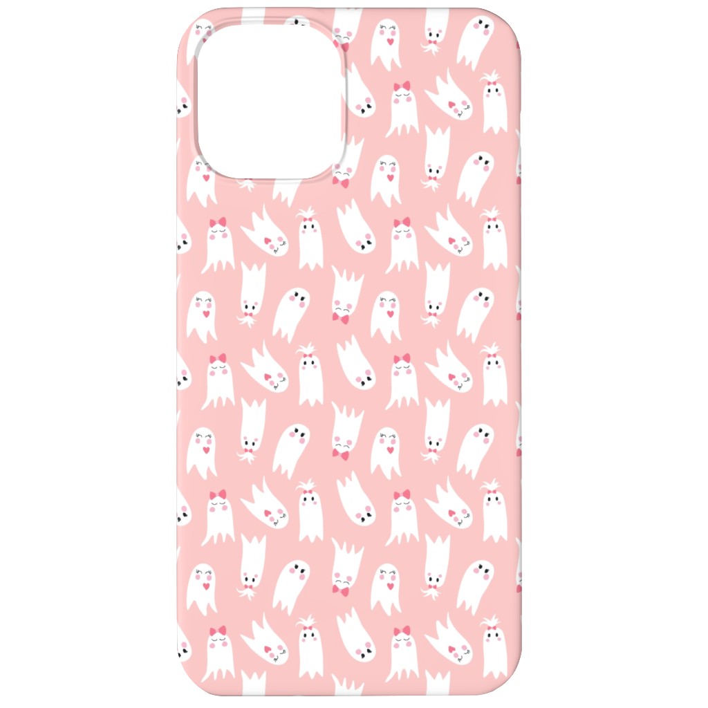 Sweet White Ghosts on Pink Phone Case, Silicone Liner Case, Matte, iPhone 12 Mini, Pink