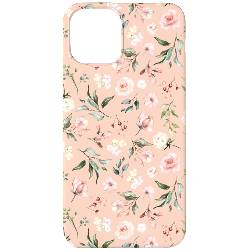 Celestial Rose Floral - Blush Phone Case, Silicone Liner Case, Matte, iPhone 12 Mini, Pink, Bright Pink