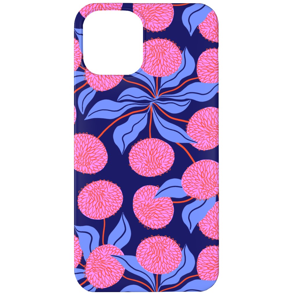 Marigold Pinwheels on Navy Phone Case, Silicone Liner Case, Matte, iPhone 12 Mini, Multicolor