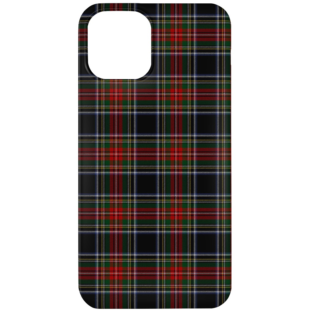 Black Stewart Tartan - Red Phone Case, Silicone Liner Case, Matte, iPhone 12 Mini, Black, Black