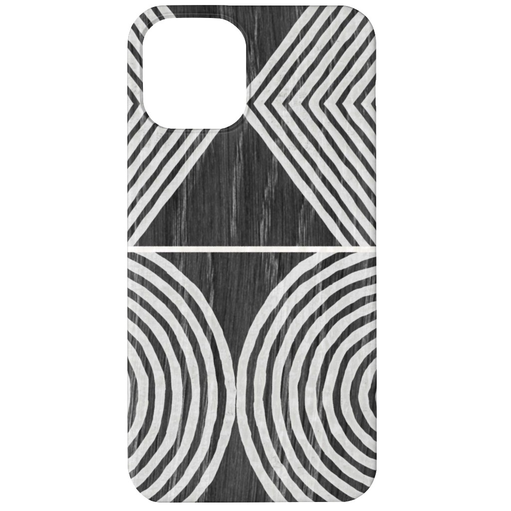Boho Tribal Woodcut Geometric Shapes Phone Case, Silicone Liner Case, Matte, iPhone 12 Mini, Black