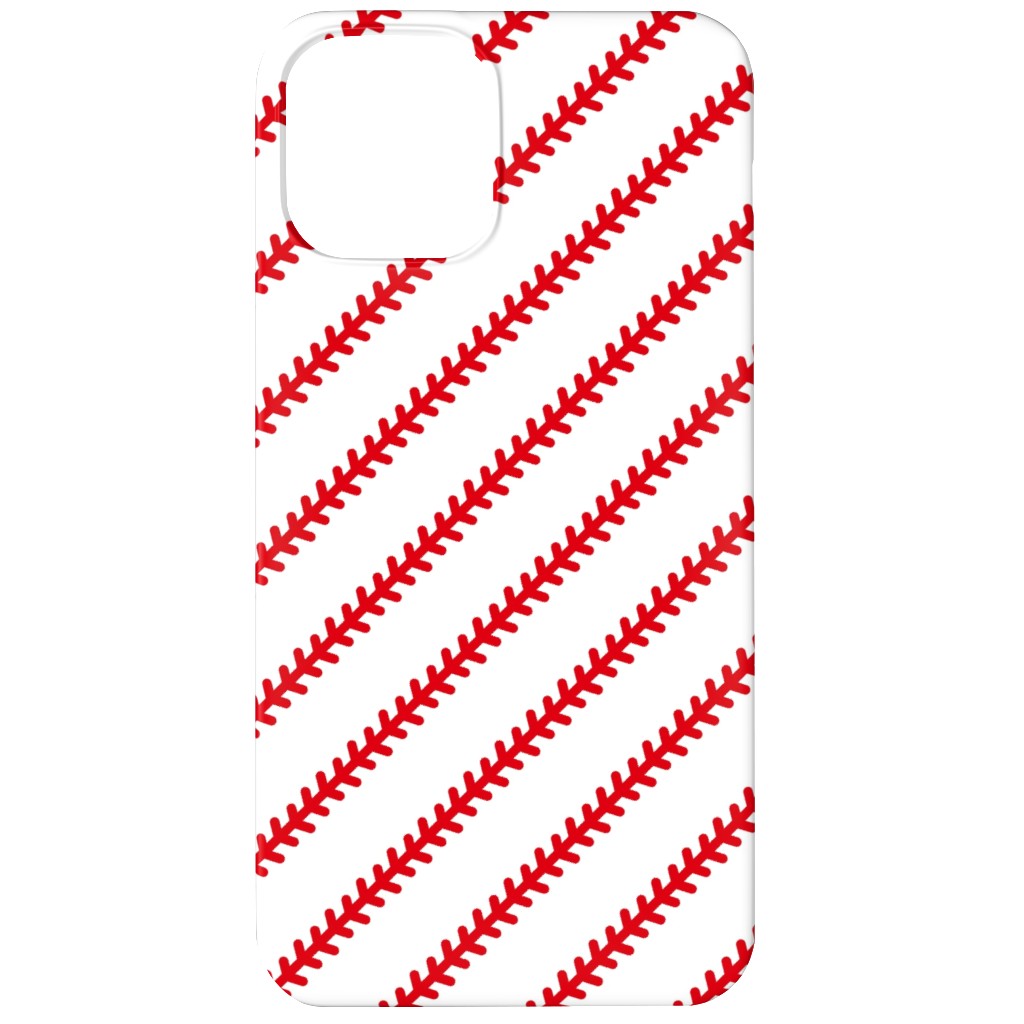 Baseball Stitch - Baseball - White Phone Case, Silicone Liner Case, Matte, iPhone 12 Mini, Red, Red