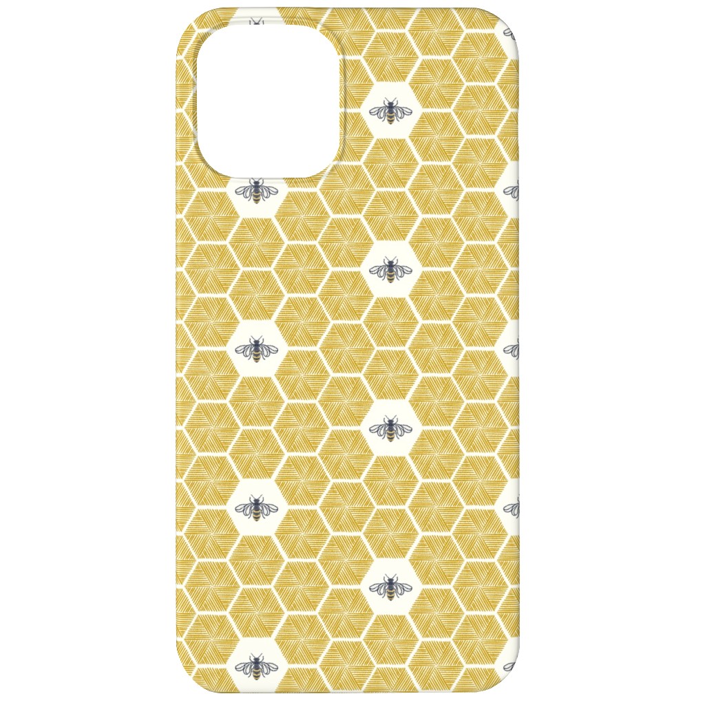 Bees Stitched Honeycomb - Gold Phone Case, Slim Case, Matte, iPhone 12 Mini, Yellow