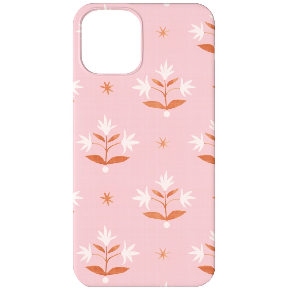 Thistle Stars - Pink and Orange Phone Case, Slim Case, Matte, iPhone 12 Mini, Pink, Bright Pink