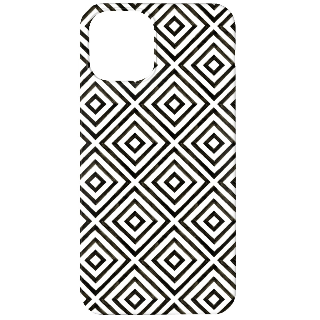 Diamond Pattern - Black and White Phone Case, Slim Case, Matte, iPhone 12 Mini, Black, Black