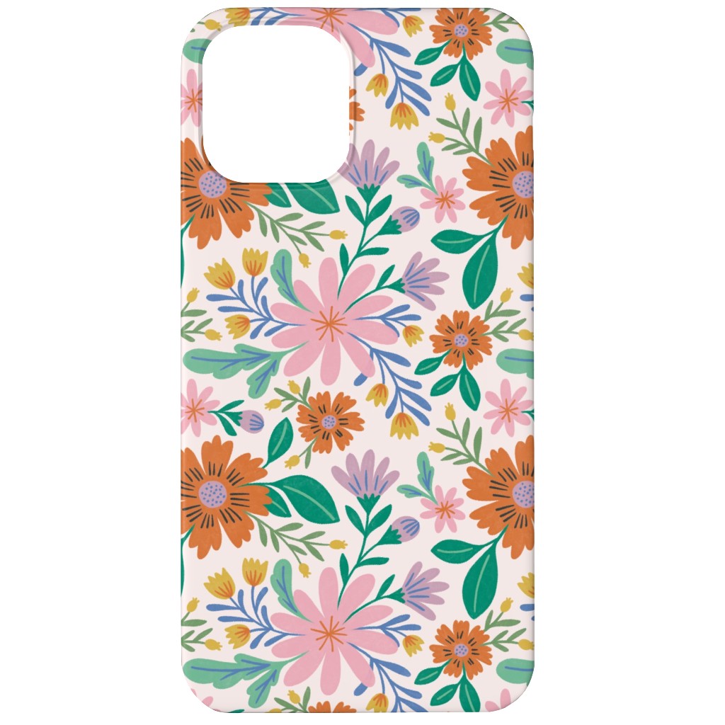 Happy Flowers - Pink Multi Phone Case, Slim Case, Matte, iPhone 12 Mini, Pink