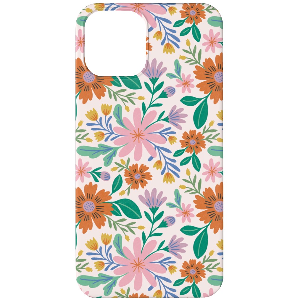 Happy Flowers - Pink Multi Phone Case, Slim Case, Matte, iPhone 12 Mini, Pink, Bright Pink