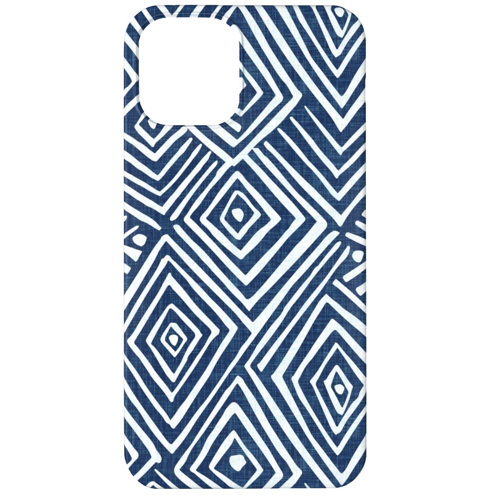 Diamond Mud Cloth -Blue Phone Case, Slim Case, Matte, iPhone 12 Mini, Blue, True Blue