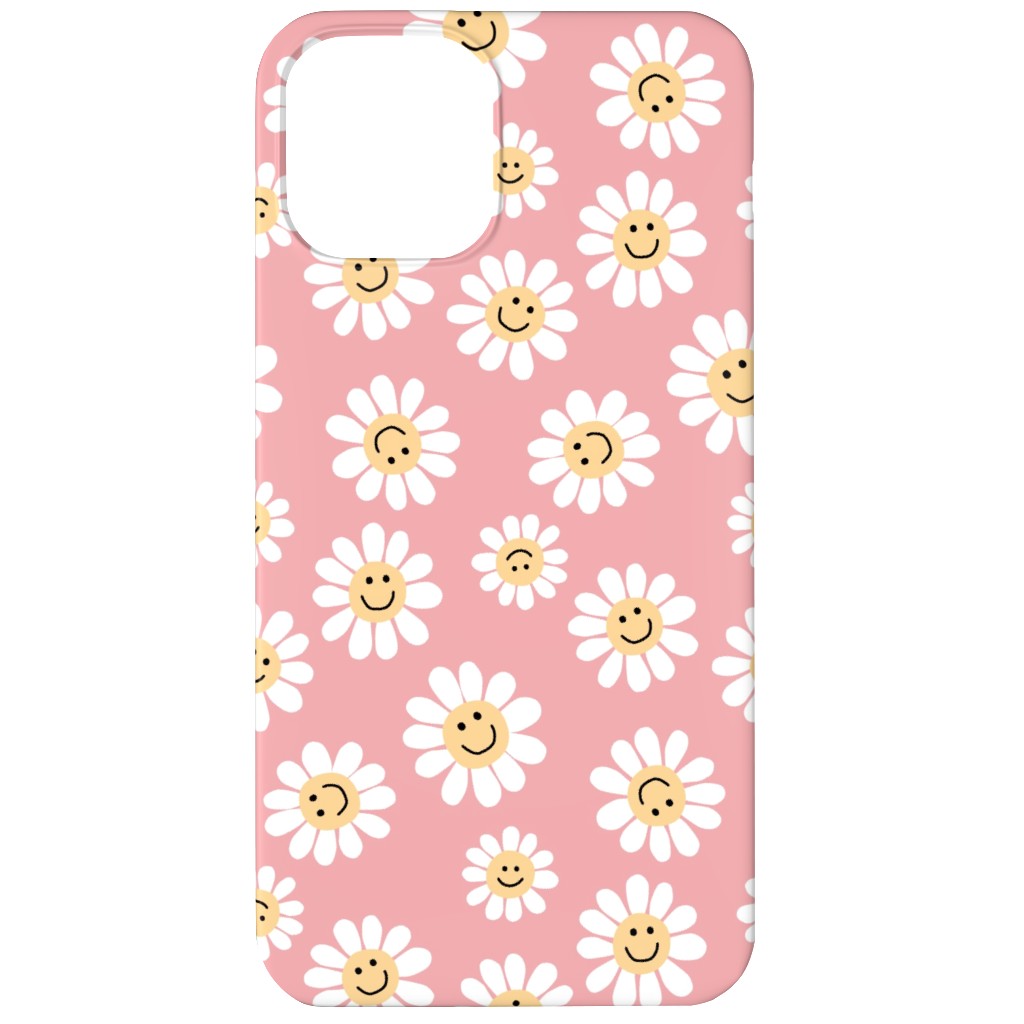 Smiley Daisy Flowers - Pink Phone Case, Slim Case, Matte, iPhone 12 Mini, Pink