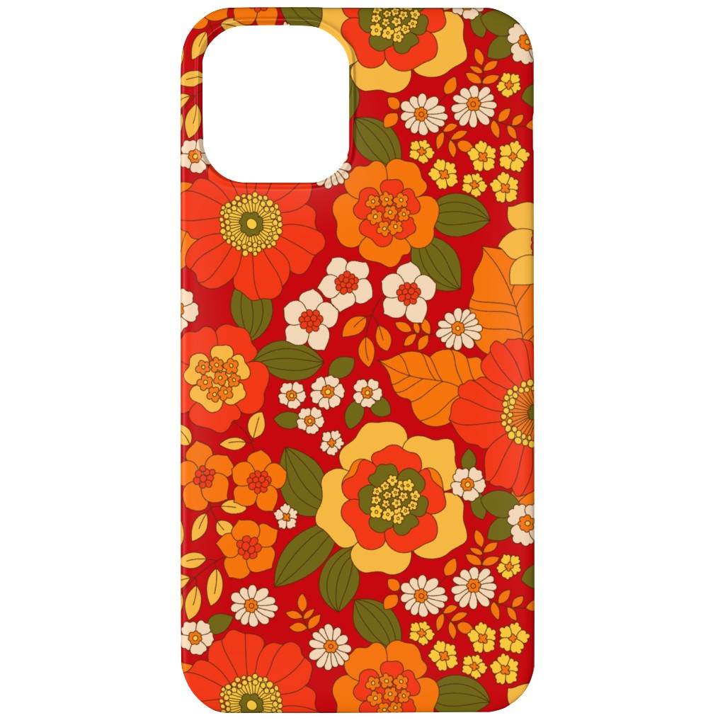 Vintage Flora - Red Phone Case, Slim Case, Matte, iPhone 12 Mini, Orange, Orange
