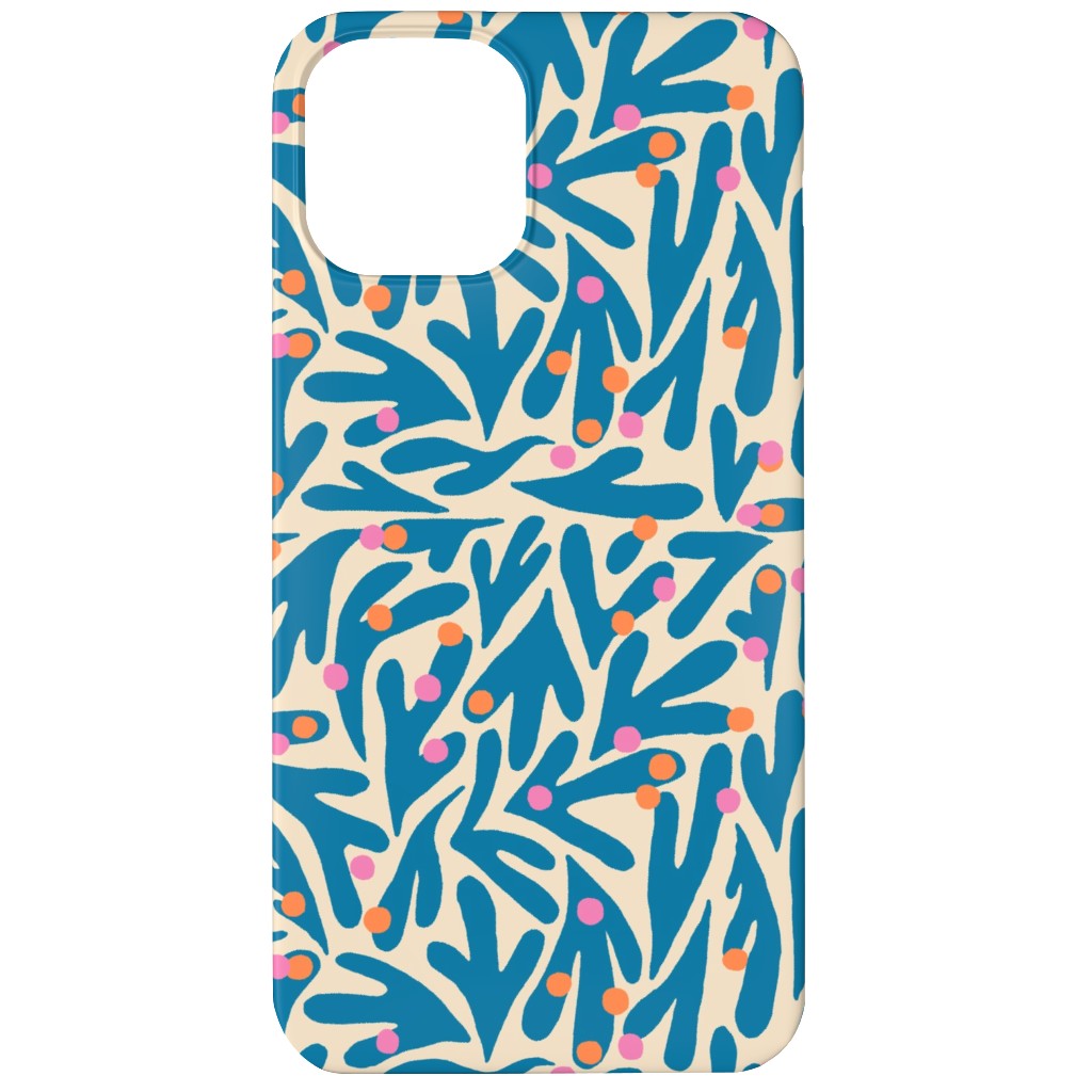 Funky Flora - Blue and White Phone Case, Slim Case, Matte, iPhone 12 Mini, Blue