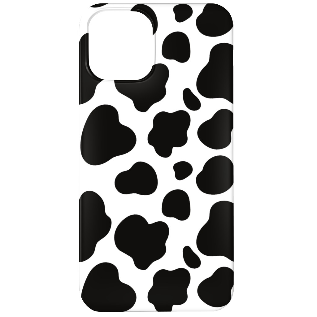Cow Spots Pattern - Black on White Phone Case, Slim Case, Matte, iPhone 12 Mini, Black
