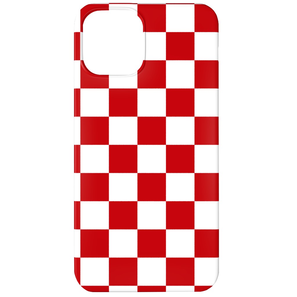 Checkerboard - Red and White Phone Case, Slim Case, Matte, iPhone 12 Mini, Red, Red