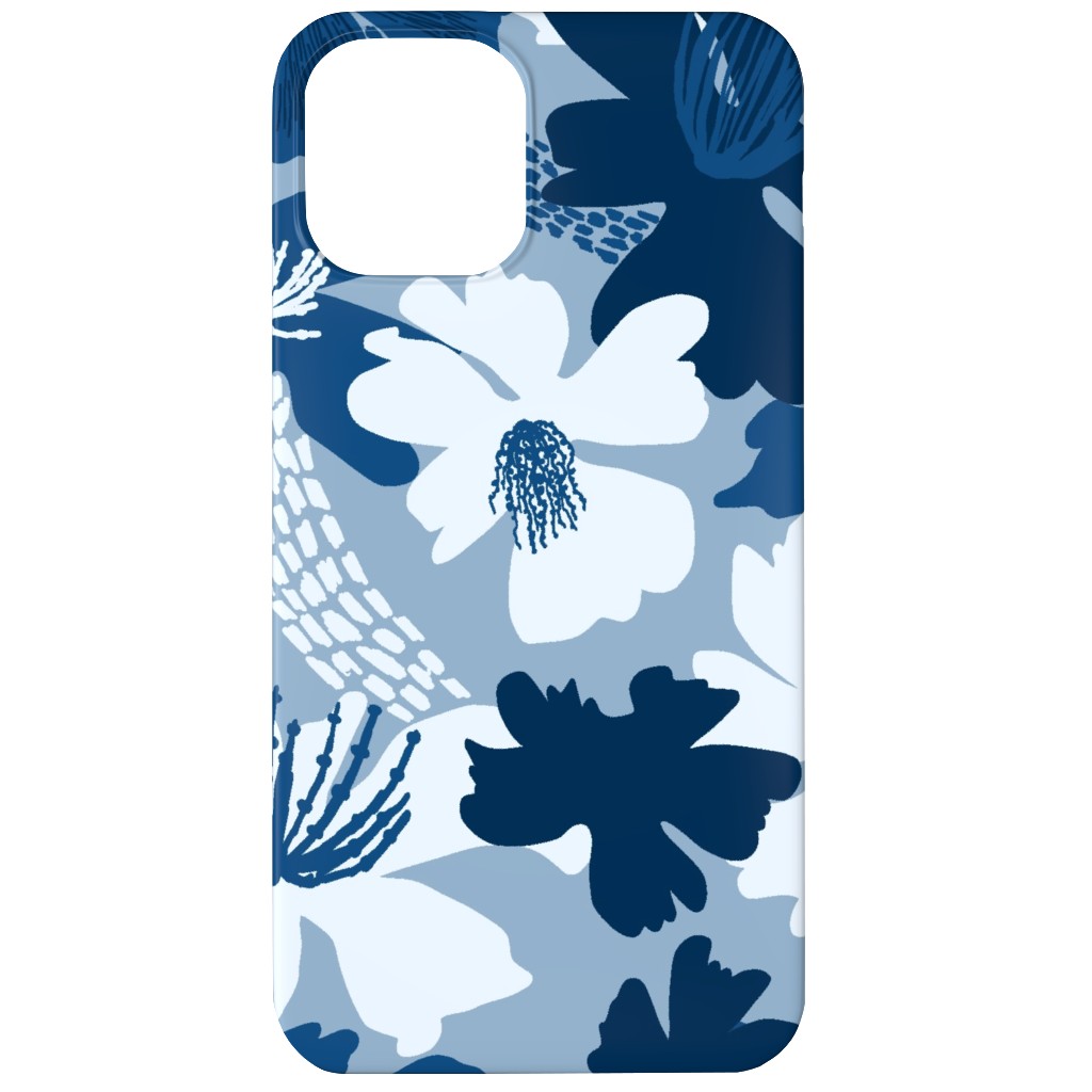 Barely Blue Floral Phone Case, Slim Case, Matte, iPhone 12 Mini, Blue, True Blue