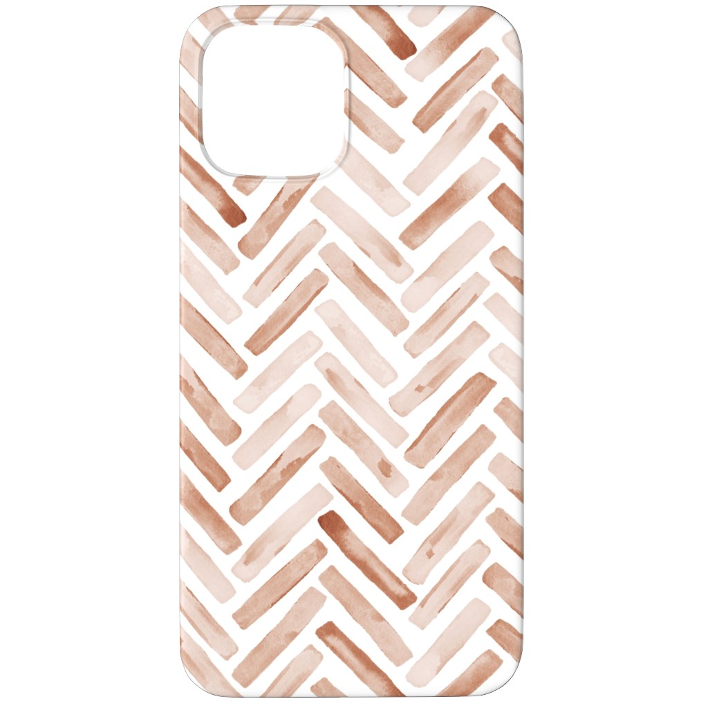Painted Chevron Herringbone Phone Case, Silicone Liner Case, Matte, iPhone 12 Pro Max, Brown, Desert Rose