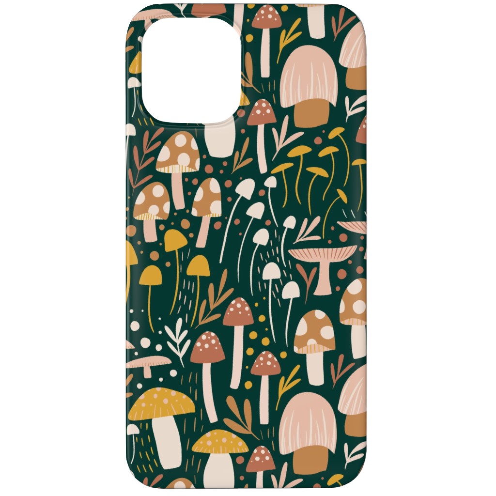 Woodland Mushroom Meadow - Green Phone Case, Silicone Liner Case, Matte, iPhone 12 Pro Max, Green