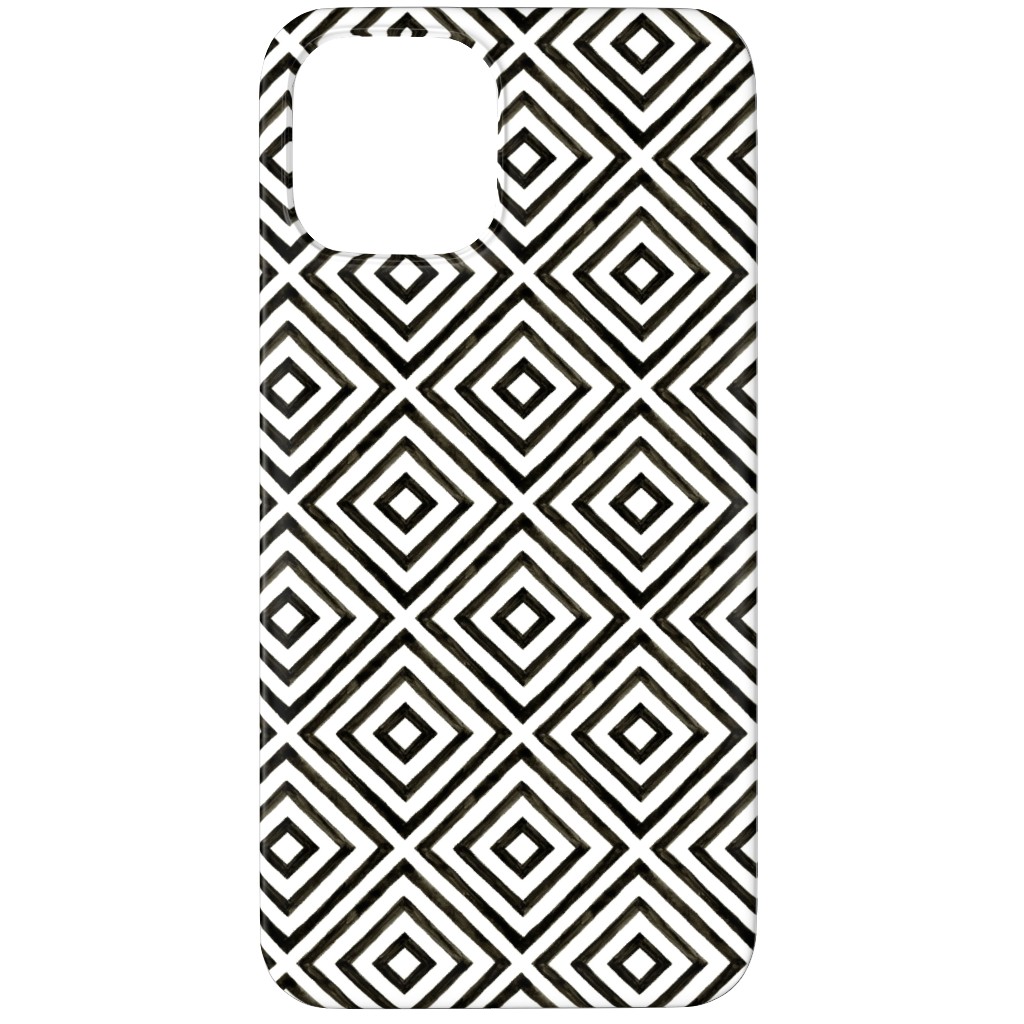 Diamond Pattern - Black and White Phone Case, Silicone Liner Case, Matte, iPhone 12 Pro Max, Black