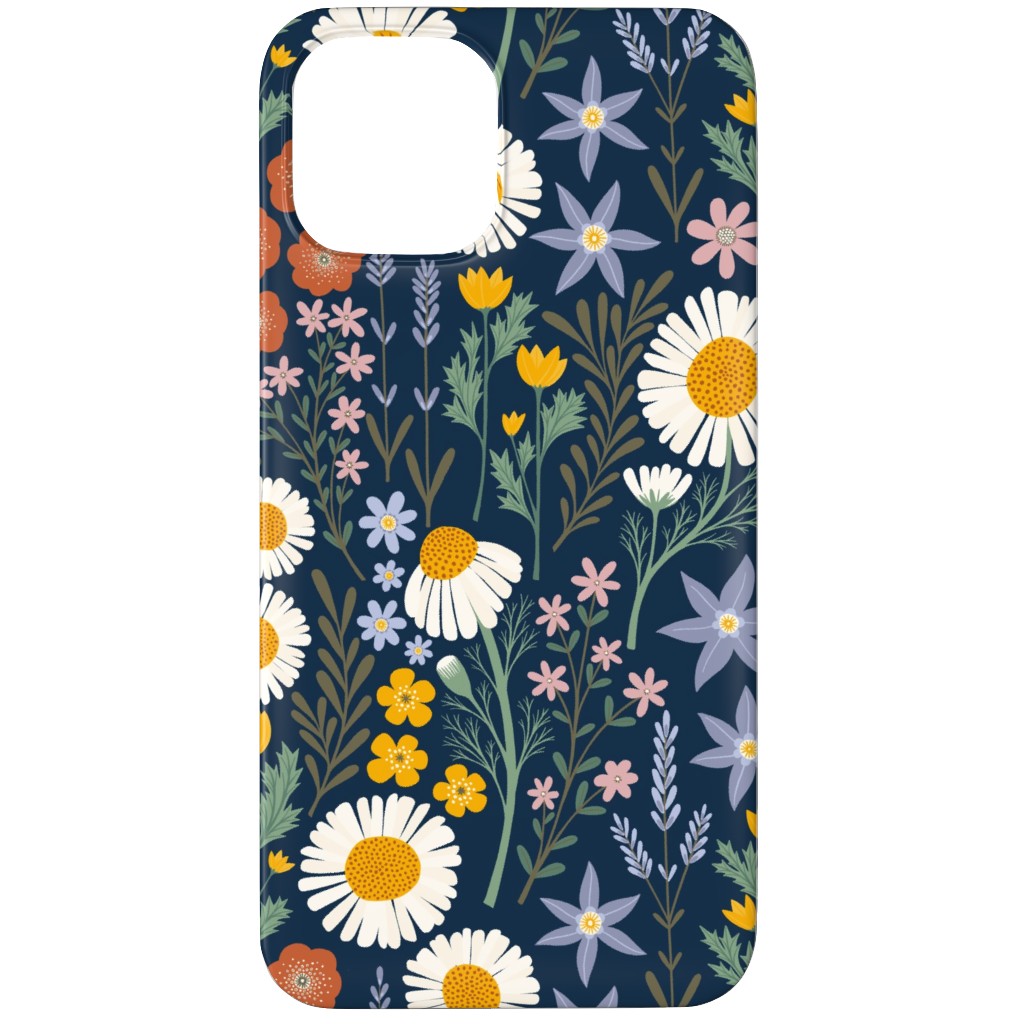 British Spring Meadow - Navy Phone Case, Silicone Liner Case, Matte, iPhone 12 Pro Max, Multicolor