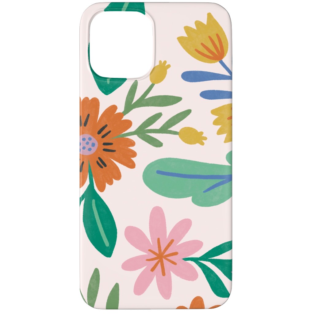 Happy Flowers - Multi on Pink Phone Case, Silicone Liner Case, Matte, iPhone 12 Pro Max, Multicolor