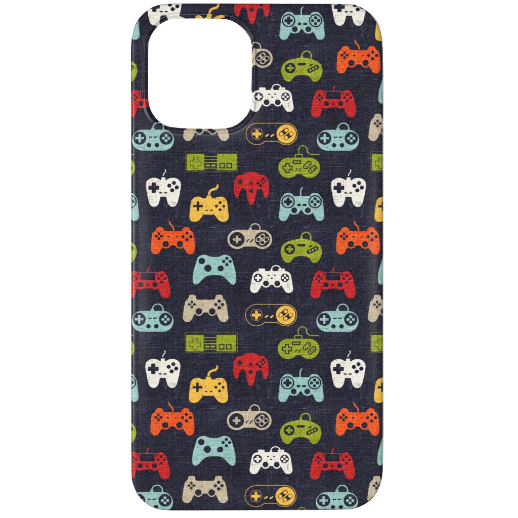 Game Controllers - Navy Multi Phone Case, Silicone Liner Case, Matte, iPhone 12 Pro Max, Multicolor