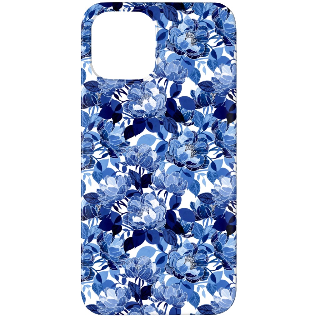 Chintz Peonies - Blue Phone Case, Silicone Liner Case, Matte, iPhone 12 Pro Max, Blue