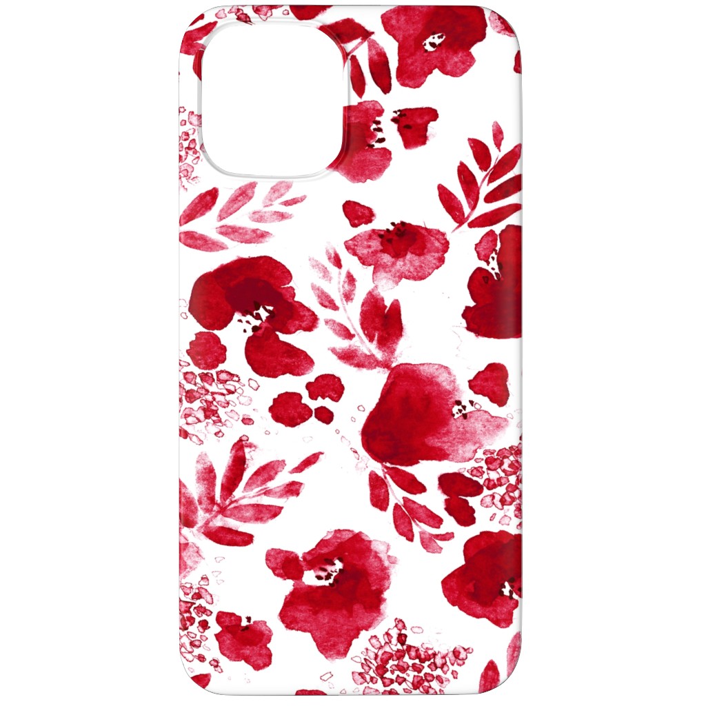 Floret Floral - Red Phone Case, Silicone Liner Case, Matte, iPhone 12 Pro Max, Red