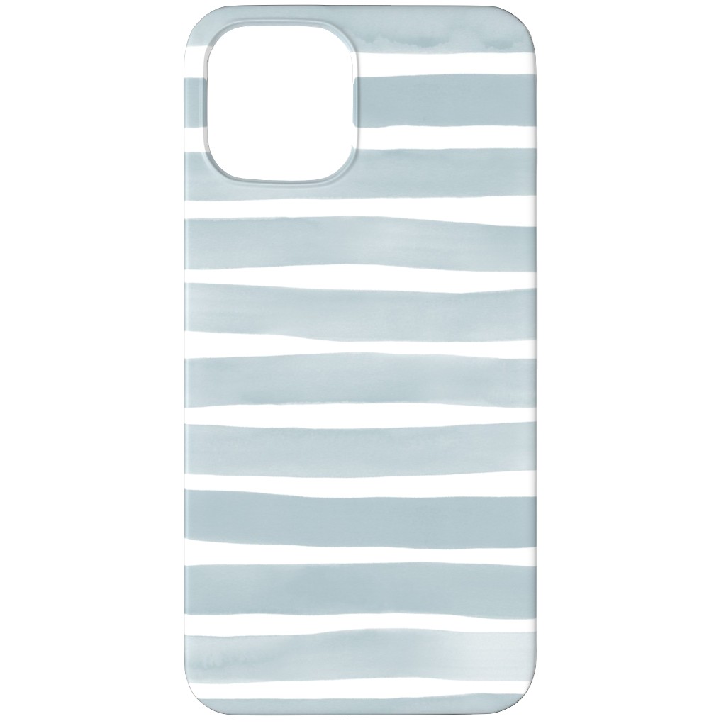 Imperfect Watercolor Stripes Phone Case, Silicone Liner Case, Matte, iPhone 12 Pro Max, Blue, Smoke