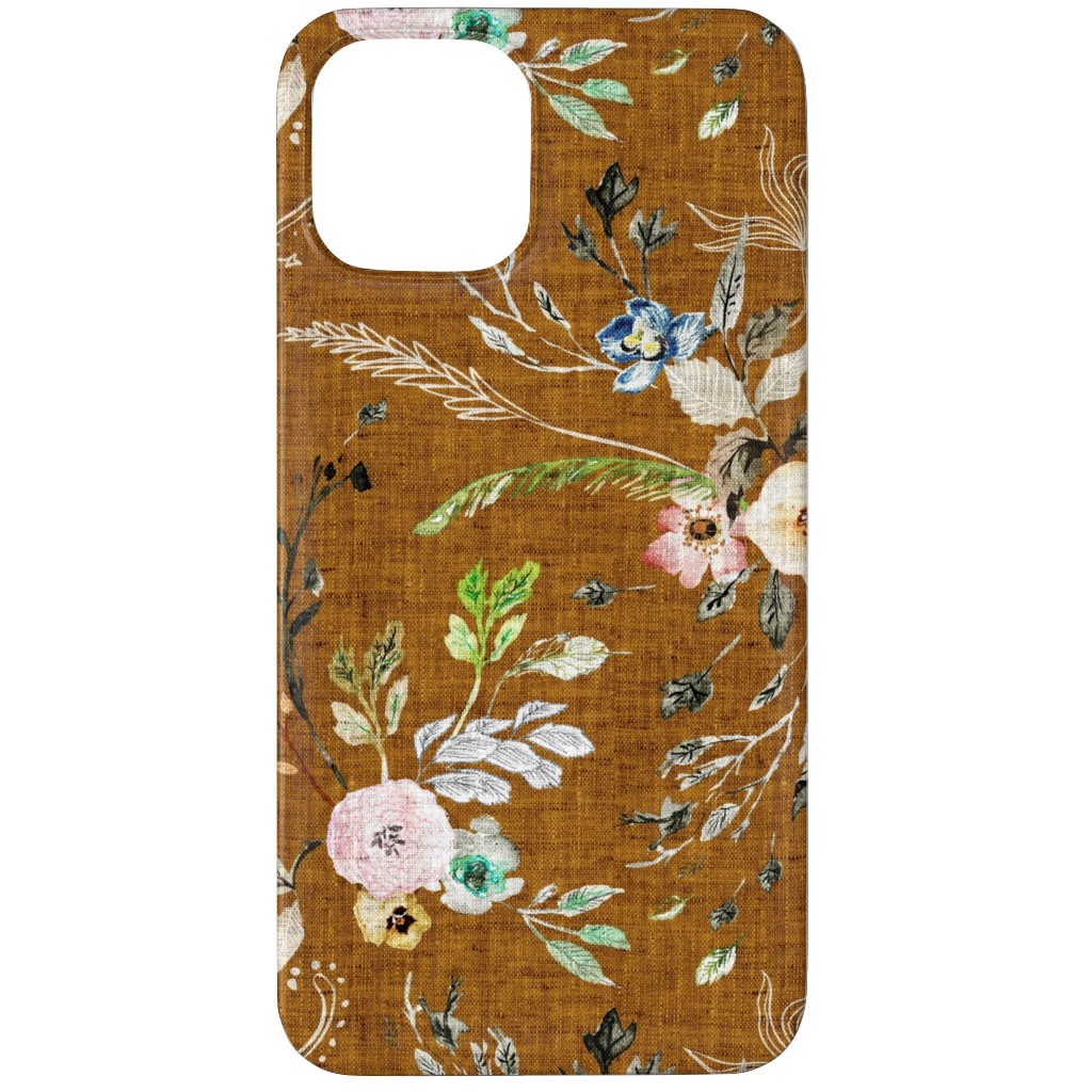 La Boheme Floral - Russet Phone Case, Silicone Liner Case, Matte, iPhone 12 Pro Max, Brown, Brown