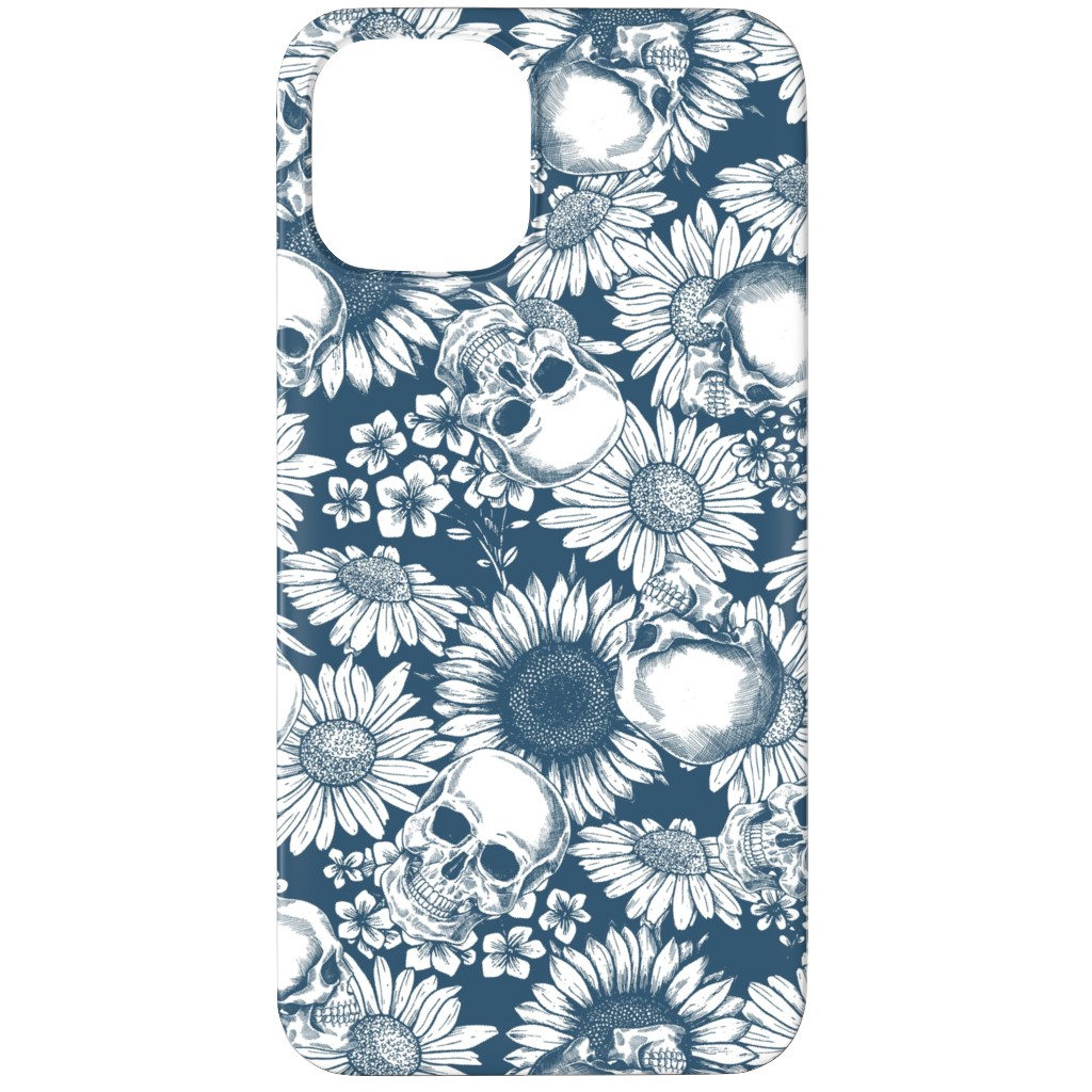 Floral Skull - Blue Phone Case, Silicone Liner Case, Matte, iPhone 12 Pro Max, Blue