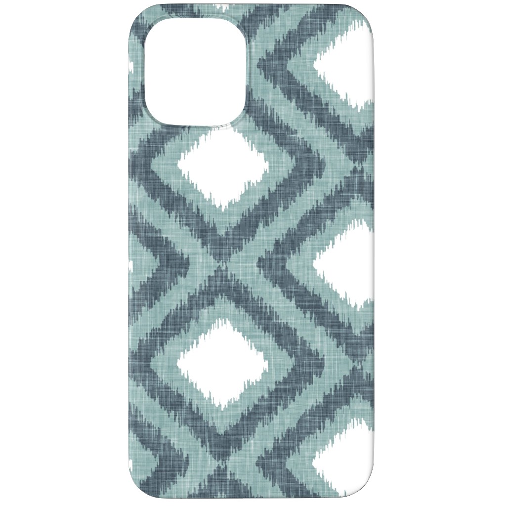 Ikat Diamonds - Dusty Blue Phone Case, Silicone Liner Case, Matte, iPhone 12 Pro Max, Blue
