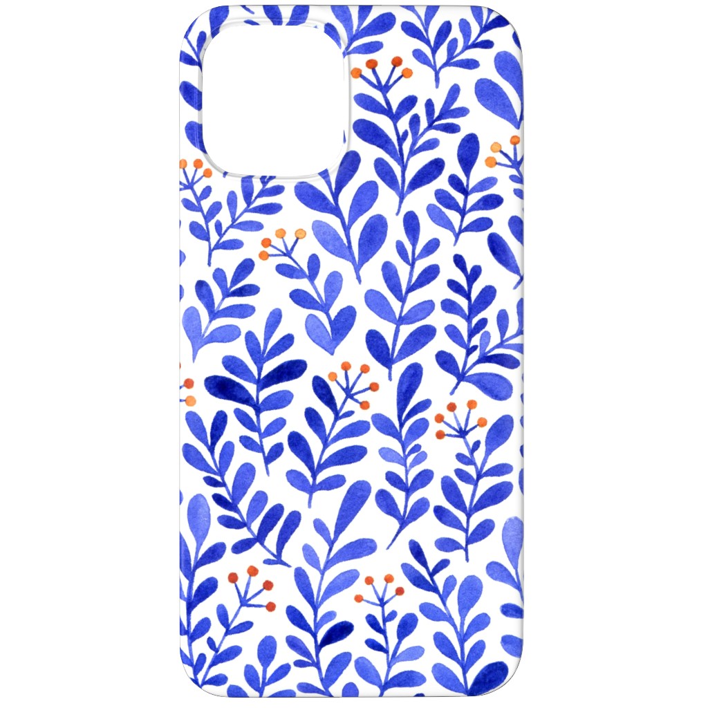 Leaves - Blue Phone Case, Silicone Liner Case, Matte, iPhone 12 Pro Max, Blue
