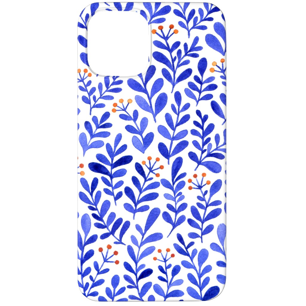 Leaves - Blue Phone Case, Silicone Liner Case, Matte, iPhone 12 Pro Max, Blue, True Blue
