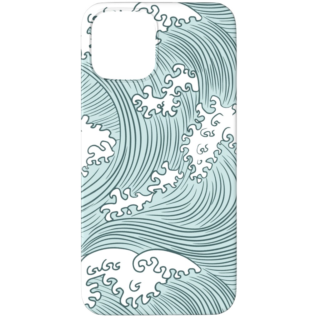 Japanese Waves Phone Case, Silicone Liner Case, Matte, iPhone 12 Pro Max, Blue