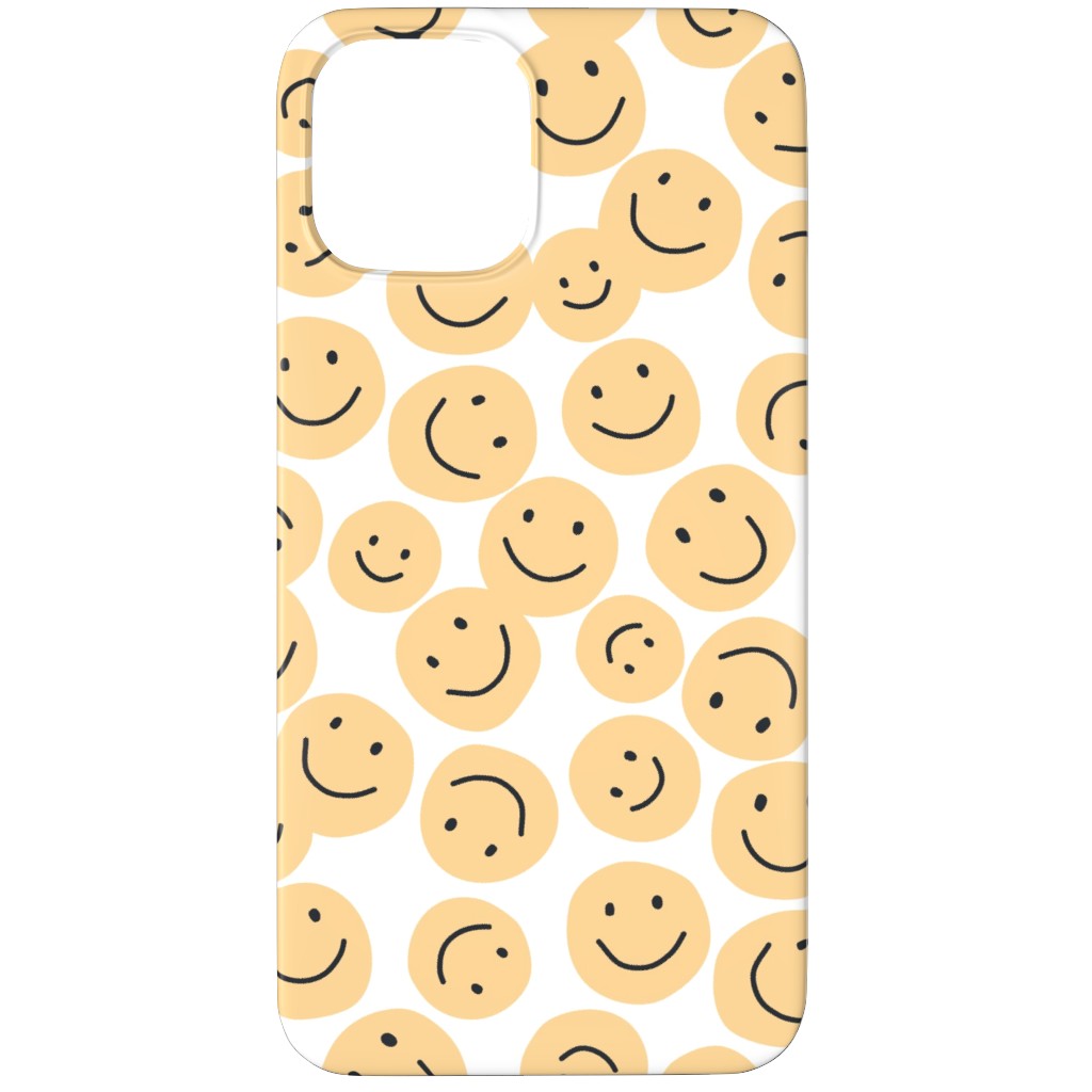 Happy Smiley Faces - Yellow Phone Case, Slim Case, Matte, iPhone 12 Pro Max, Yellow, Classic Yellow