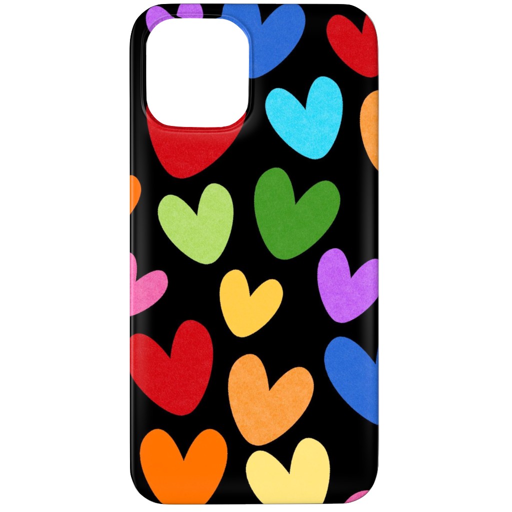 Rainbow Hearts - Black Phone Case, Slim Case, Matte, iPhone 12 Pro Max, Multicolor