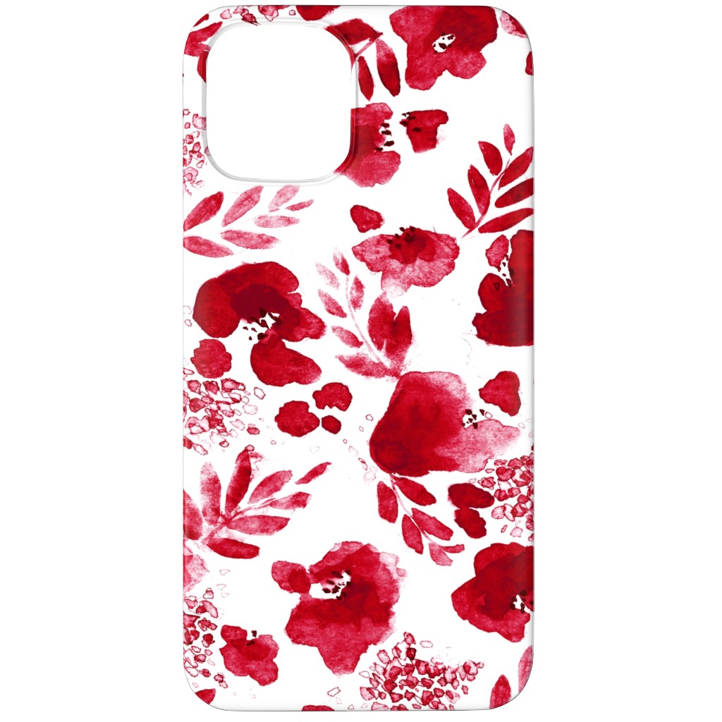 Floret Floral - Red Phone Case, Slim Case, Matte, iPhone 12 Pro Max, Red, Red