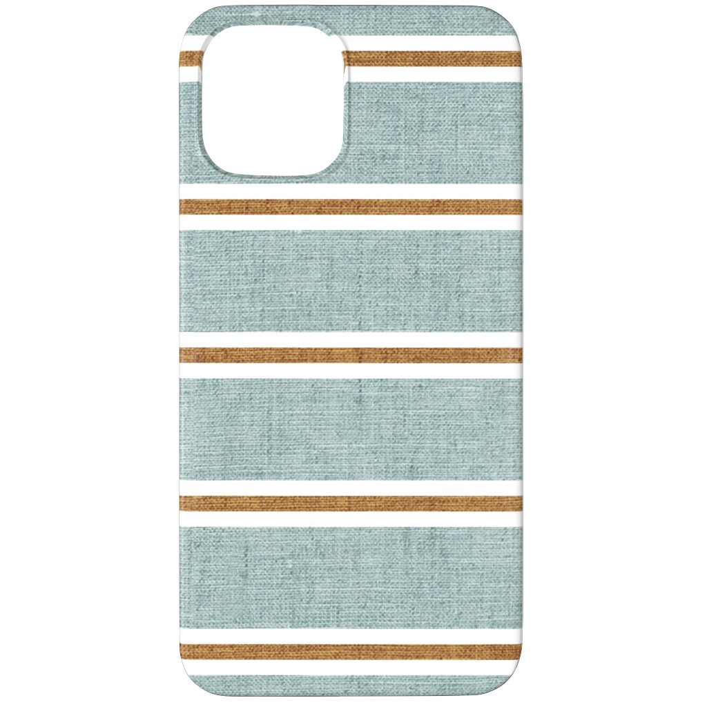 Stripes, Magnolia Flowers Coordinate - Rust on Blue Phone Case, Silicone Liner Case, Matte, iPhone 12 Pro, Green, Classic Green
