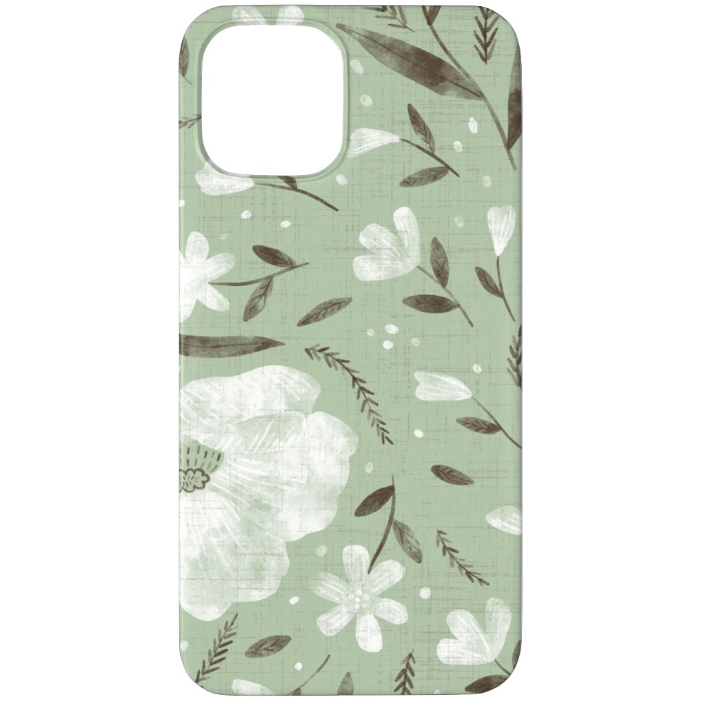 Charlotte Floral - Sage Phone Case, Silicone Liner Case, Matte, iPhone 12 Pro, Green, Classic Green