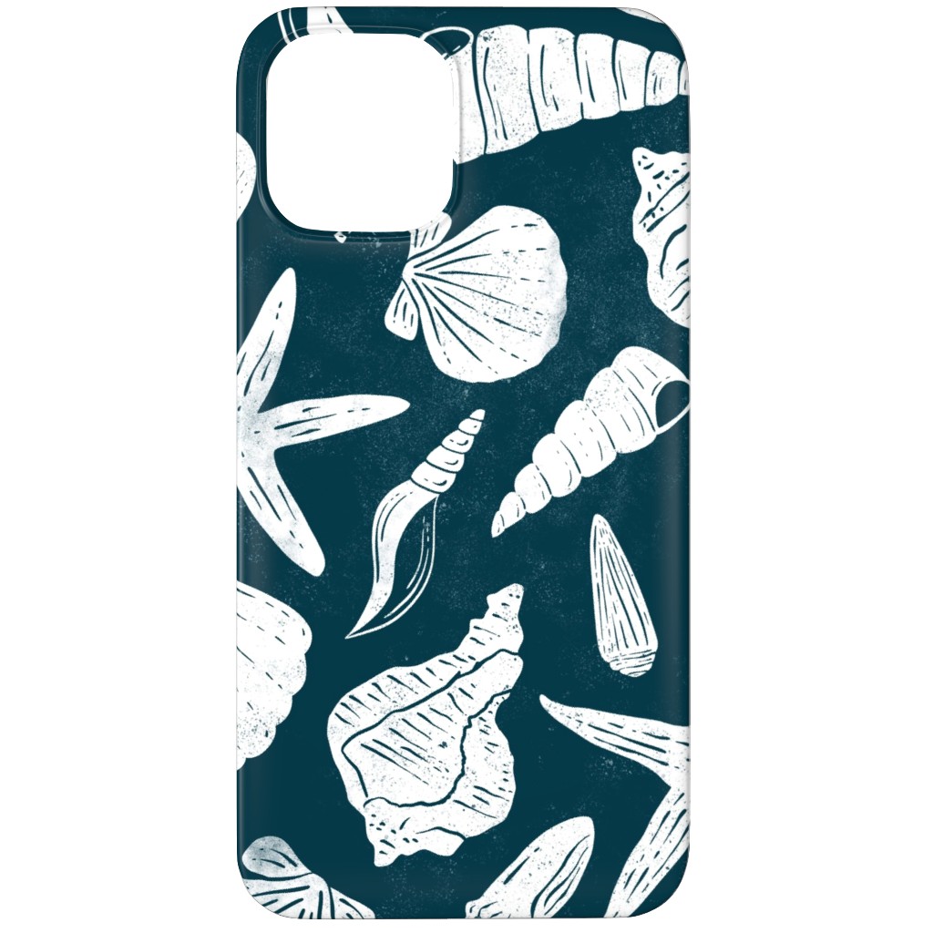 Textured Ocean Seashells - Dark Blue Phone Case, Silicone Liner Case, Matte, iPhone 12 Pro, Blue