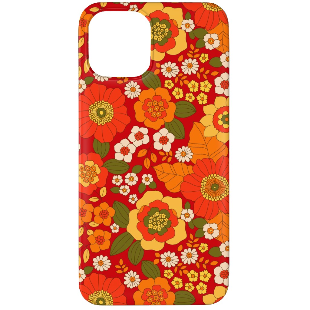 Vintage Flora - Red Phone Case, Silicone Liner Case, Matte, iPhone 12 Pro, Orange, Orange