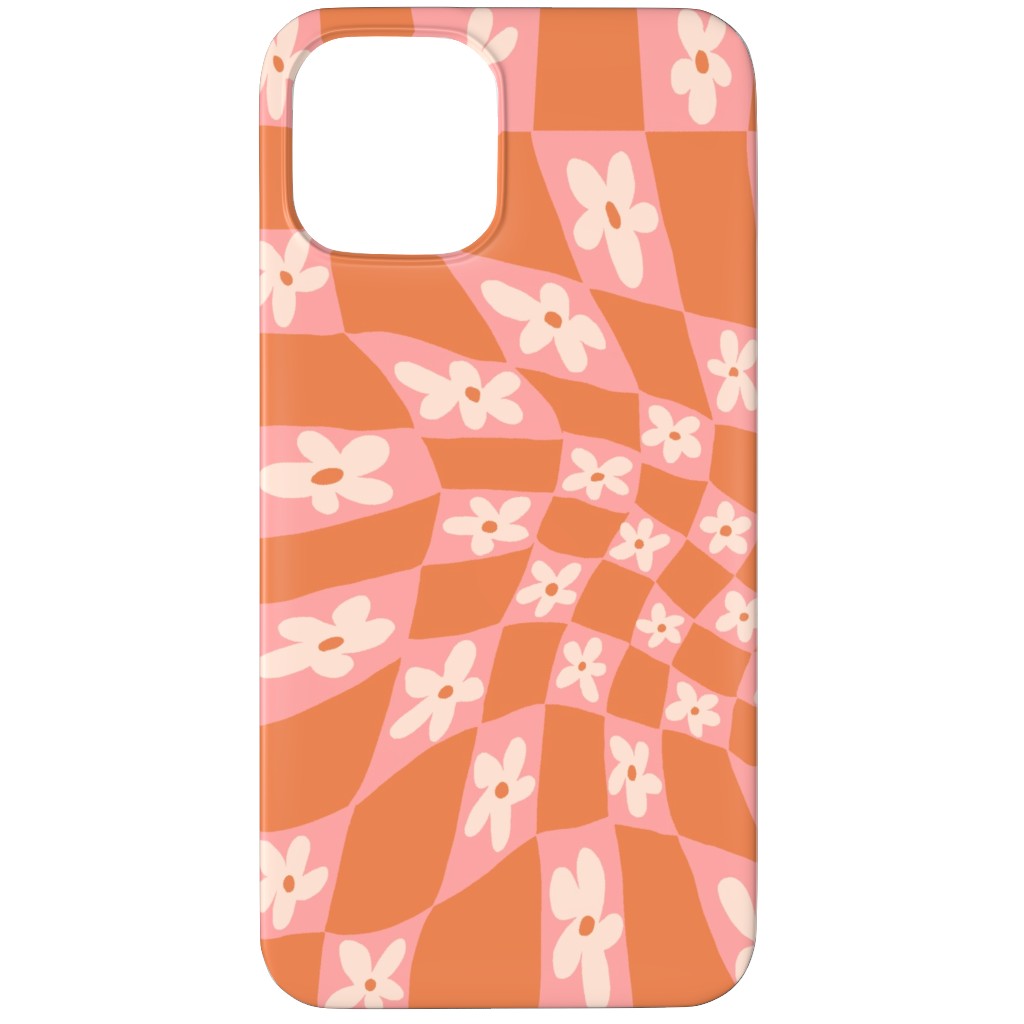 Trippy Chamomile - Floral - Orange and Pink Phone Case, Silicone Liner Case, Matte, iPhone 12 Pro, Orange, Orange