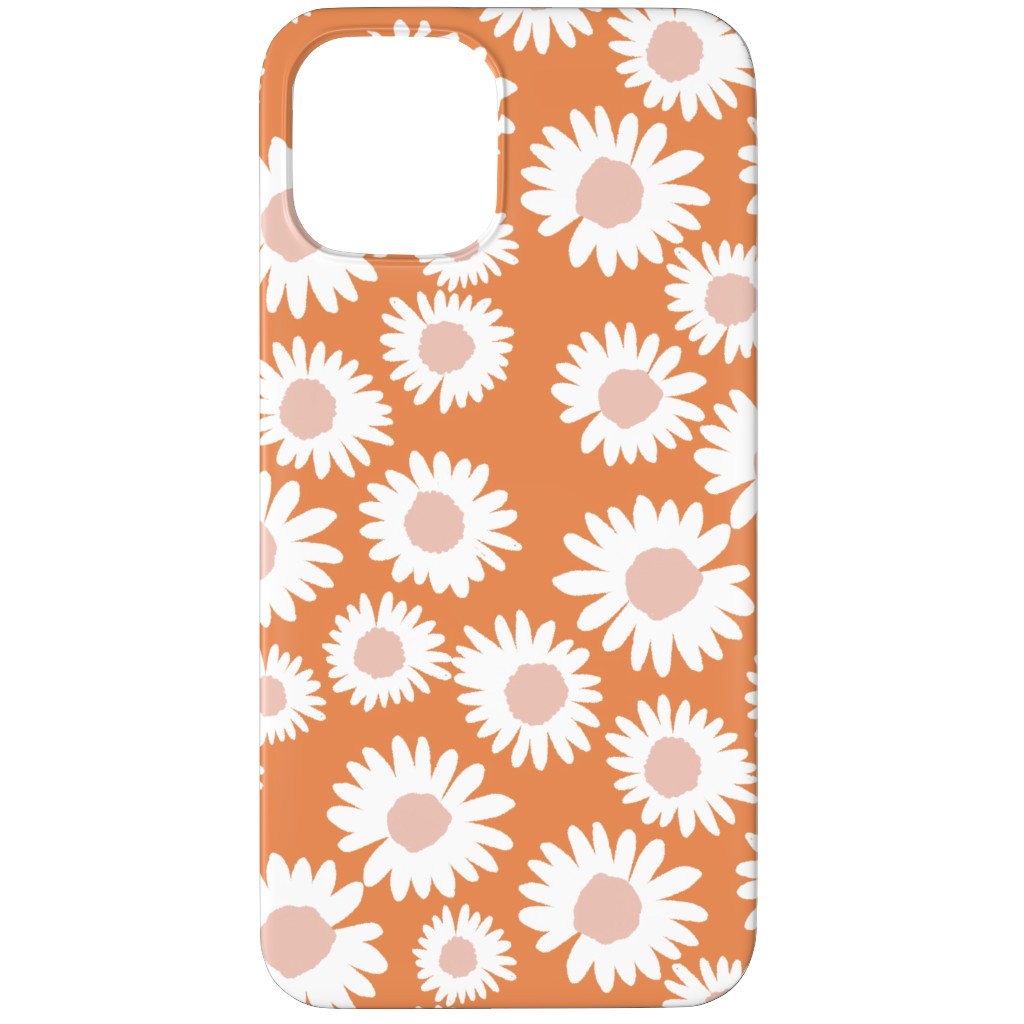 Boho Daisies - Flowers - Muted Orange and Blush Phone Case, Silicone Liner Case, Matte, iPhone 12 Pro, Orange