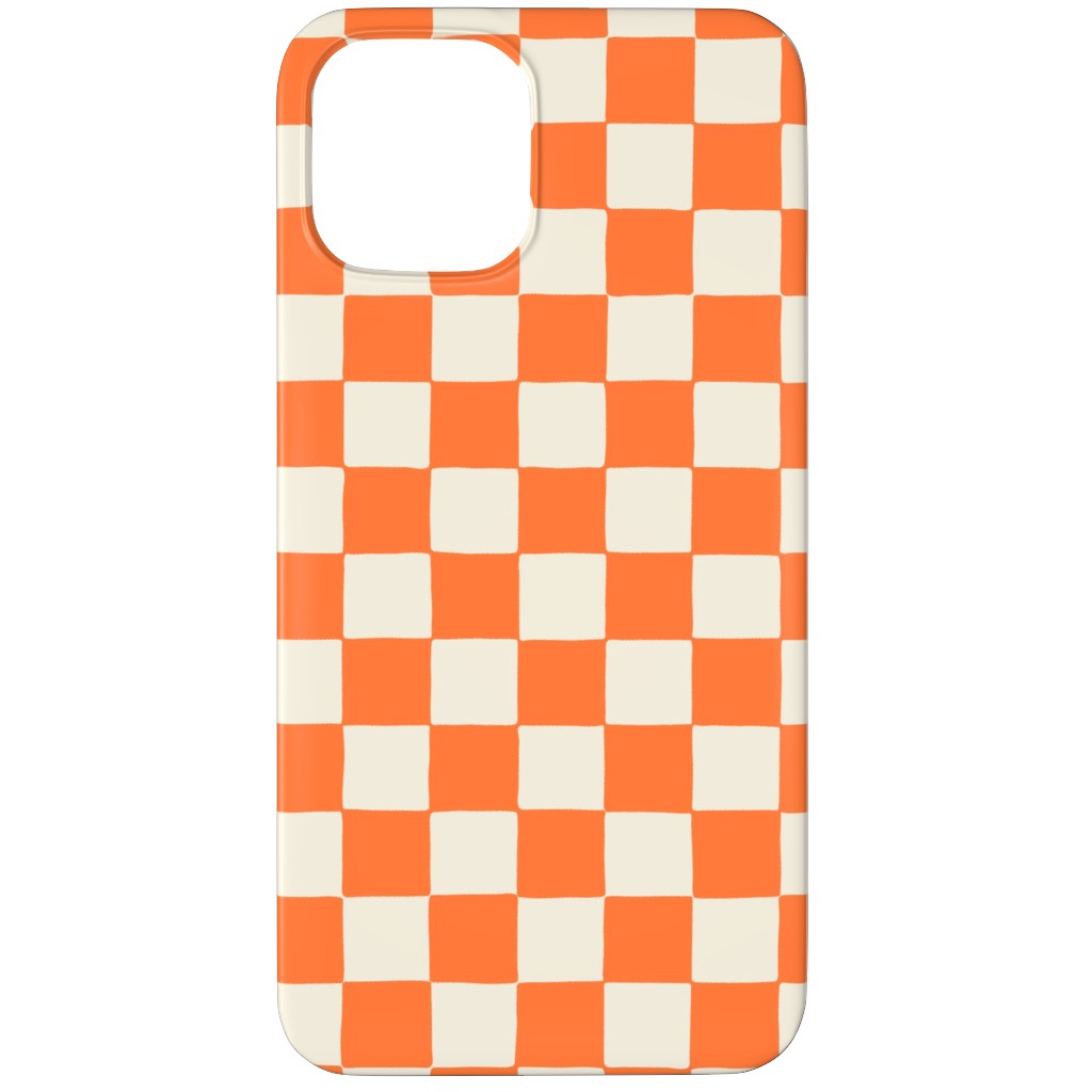 Retro Checkerboard - Bright Orange Phone Case, Silicone Liner Case, Matte, iPhone 12 Pro, Orange