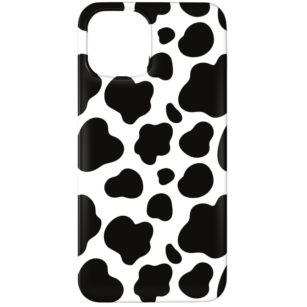 Cow Spots Pattern - Black on White Phone Case, Silicone Liner Case, Matte, iPhone 12 Pro, Black
