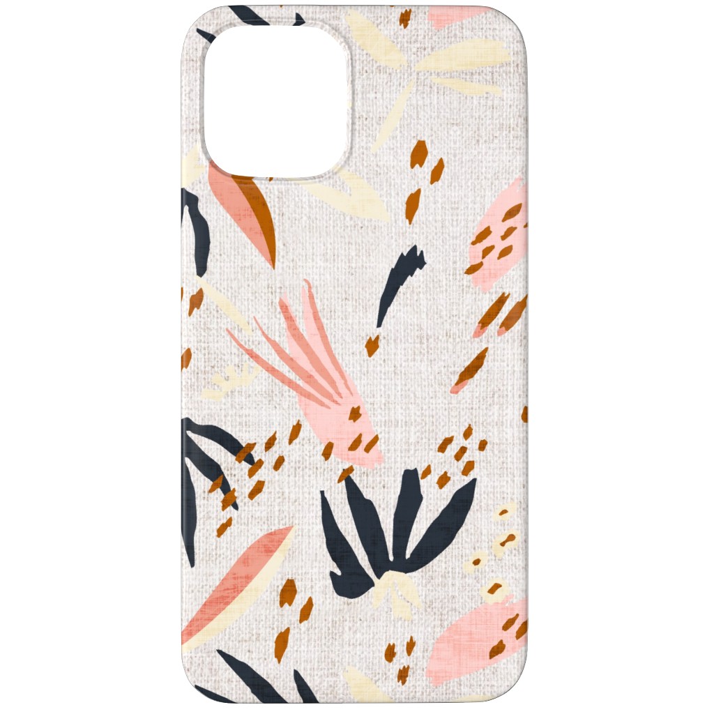 French Linen Floral - Pink Phone Case, Silicone Liner Case, Matte, iPhone 12 Pro, Pink, Bright Pink